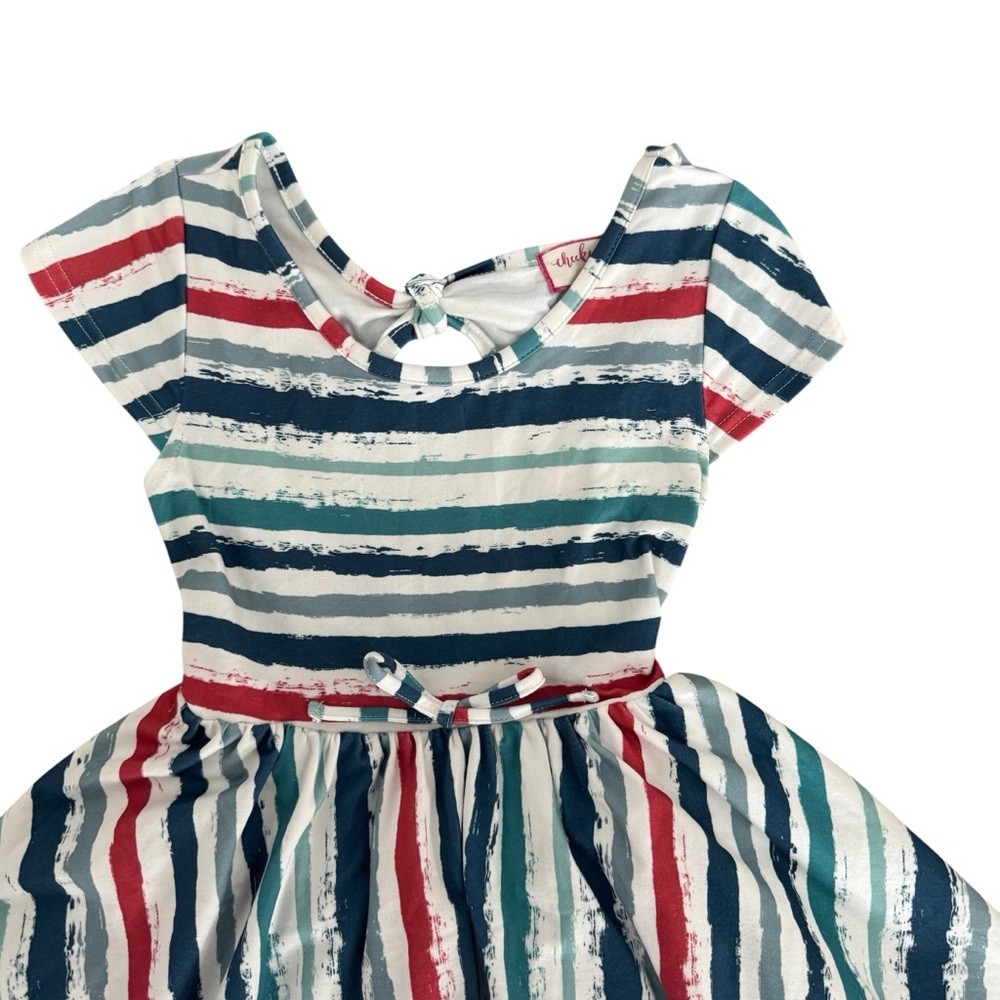 Cheeky Plum Striped Ruffle Twirl Dress Size 6 - Picture 2 of 9